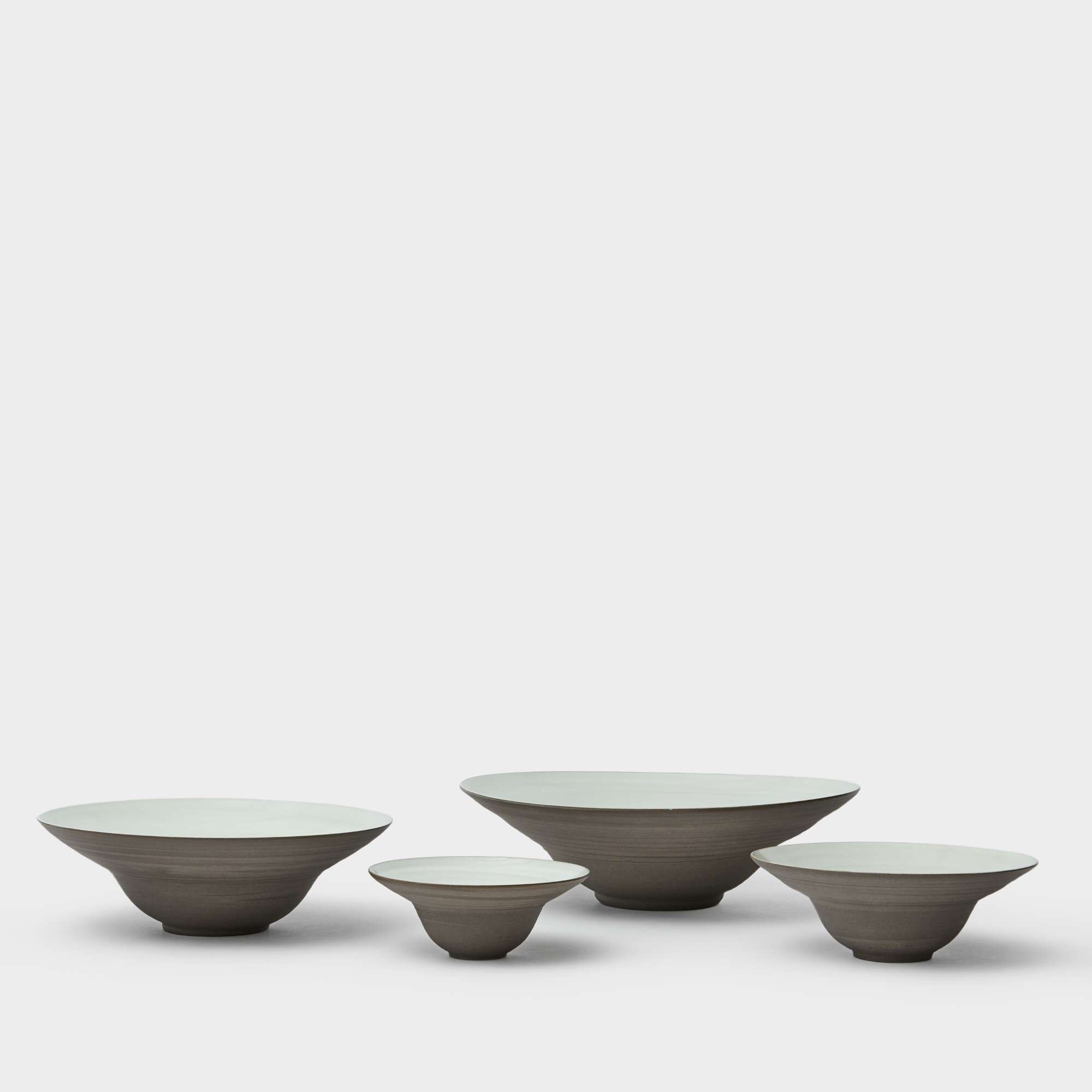 Skål med kant hvit/brun 18 cm